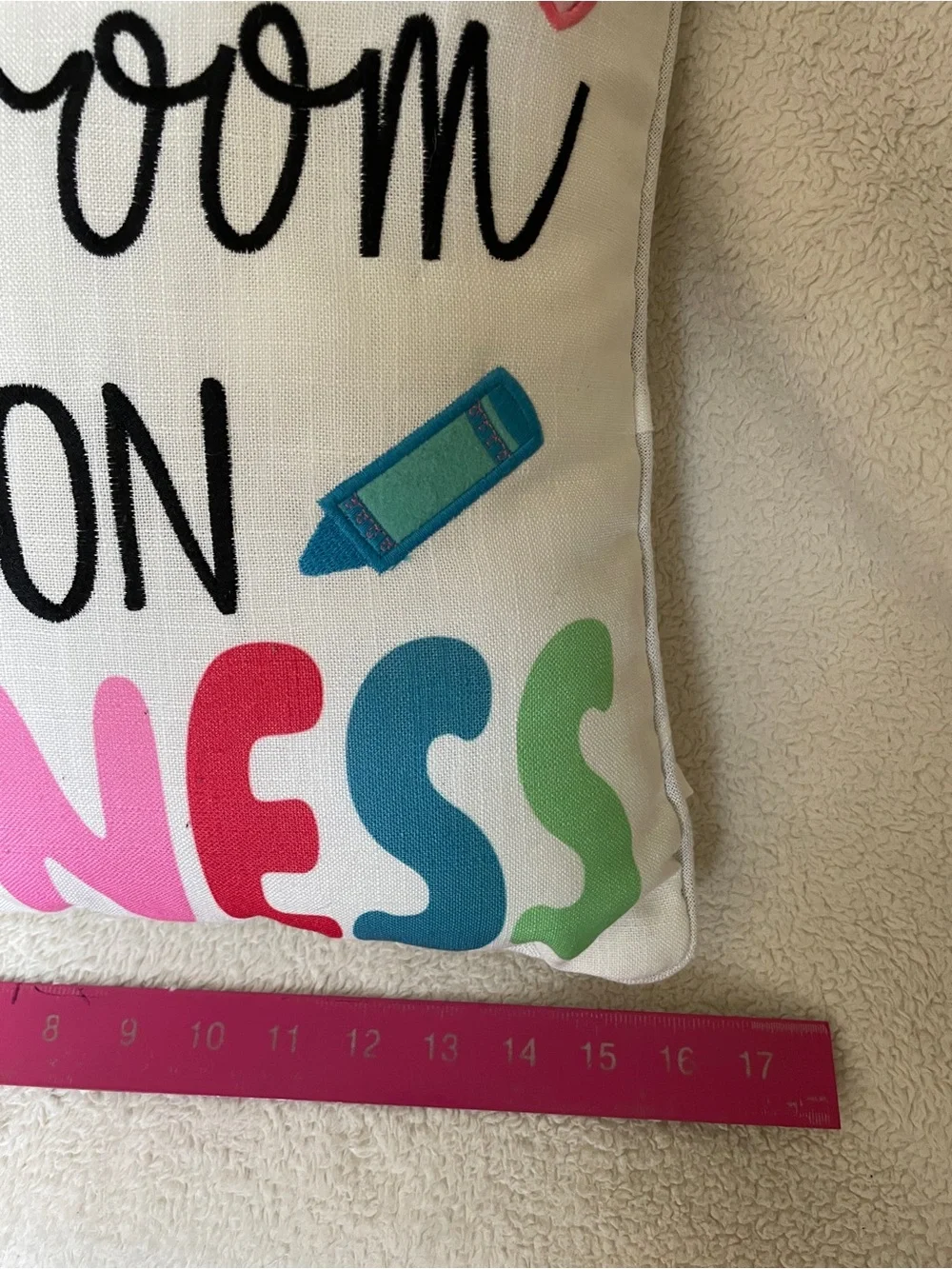 Kids Classroom Pillow - 'This Classroom Runs on Kindness' - Multicolor